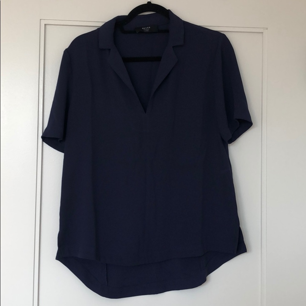 Brass Clothing Short Sleeve Notched Collar Blouse